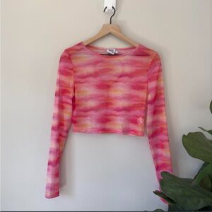 Princess Polly Sheer Long-Sleeved Crop Top with Heart Cut-Out